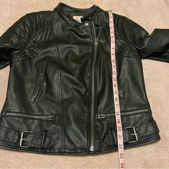 We The Free Black Vegan Leather Moto Biker Jacket Large - Picture 11 of 13
